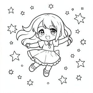 Cô gái anime kawaii, bay qua các vì sao