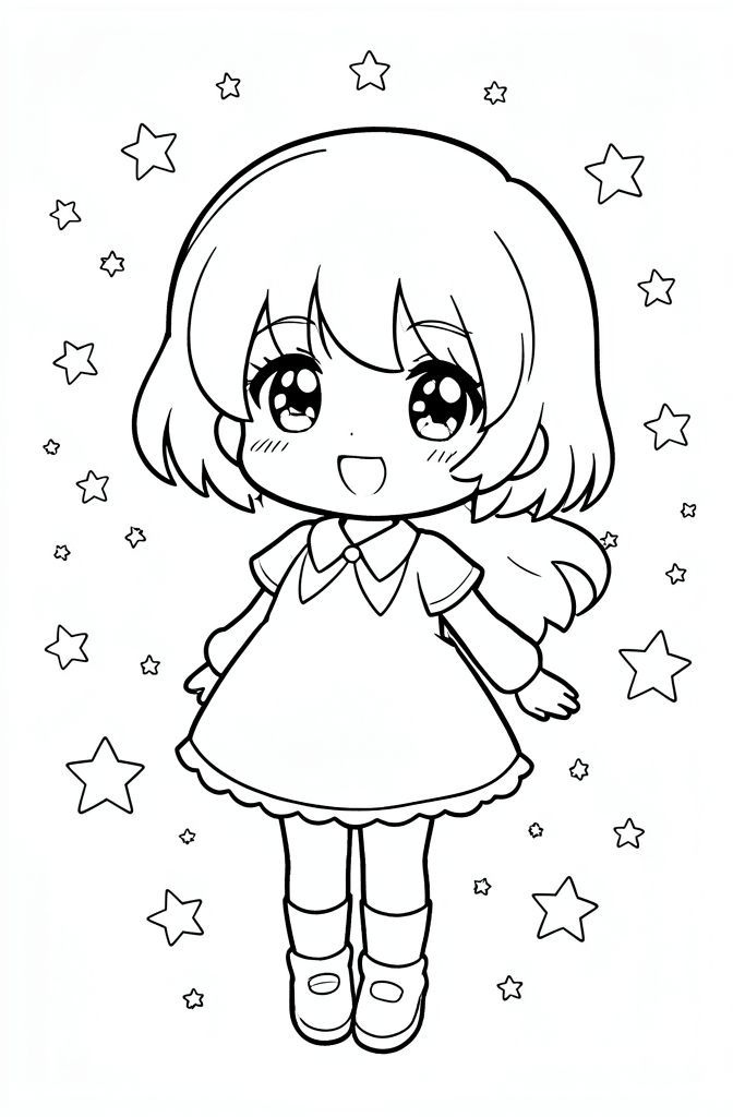 Một cô gái anime kawaii trong các vì sao