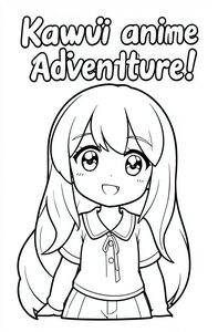 Bìa sách tô màu có dòng chữ "Cuộc phiêu lưu anime Kawaii!" Và có một cô gái anime dễ thương