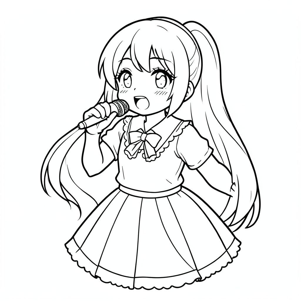 An anime idol singing 
