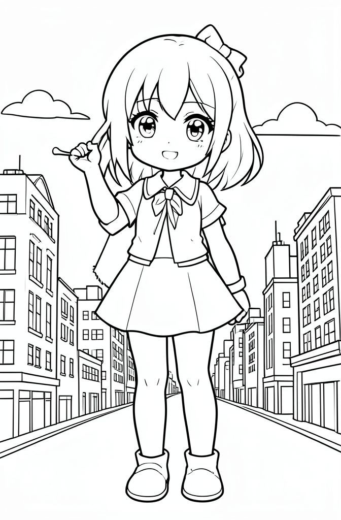 anime girl in the big city