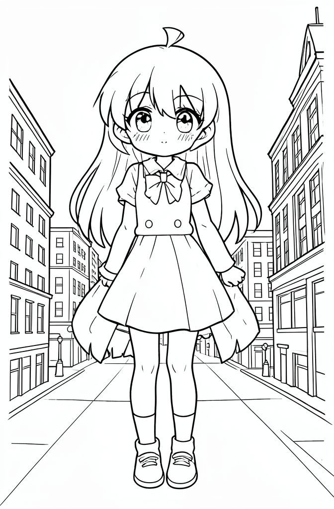 anime girl in the big city
