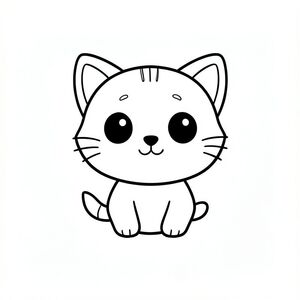Kawaii baby cat character, very big round head, tiny body, short legs, small paws, cute simple pose, large round black eyes, tiny nose, smiling face, chubby cheeks, 3 small forehead lines, simple whiskers, small ears with inner detail.

Style: kids coloring book page, bold thick clean outlines, black line art only, no color, no grayscale, no shading, no textures, no background clutter, white background, minimal elements, large open spaces for easy coloring, simple and clear shapes, toddler-friendly (age 3-6), high contrast, smooth rounded lines.

Layout: single centered character, activity-focused, no borders, no panels.

Quality: 300 DPI, high resolution, print-ready.

Aspect Ratio: 2:3 (vertical page)

Use the following consistent style for ALL images:
[PASTE MASTER STYLE BLOCK HERE]

Book Title: Baby Cat Adventure Day

Create the following 10 activities:

1. Baby cat sleeping in bed with pillow and blanket