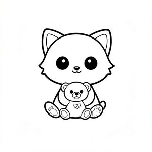 Minh họa sách tô màu đen trắng cho trẻ từ 3 đến 6 tuổi. Nhân vật chính: mèo con kawaii. Phong cách chibi dễ thương với cái đầu tròn rất to, thân hình nhỏ xíu, chân ngắn, bàn chân nhỏ, đôi mắt to đơn giản, khuôn mặt tươi cười, dáng tròn mềm mại. Con mèo là nhân vật duy nhất. Chủ đề: ngày phiêu lưu của mèo con.
Cảnh thân thiện với trẻ mới biết đi đơn giản với trọng tâm hoạt động đơn rõ ràng. Không phức tạp, không lộn xộn nền, không có đối tượng thừa, các yếu tố tối thiểu.
Chỉ có đường viền dày rõ ràng, nghệ thuật đường nét có độ tương phản cao. Không màu, không thang độ xám, không đổ bóng, không bóng, không gradient.
Chỉ nền trắng. Không văn bản, không tiêu đề, không số, không ký hiệu, không hình mờ.
Bố cục rất đơn giản, diện tích trống lớn để tô màu, tạo hình dễ dàng cho trẻ mới biết đi.
--AR 2:3.

Tạo một nghệ thuật đường nét mèo con dễ thương đơn giản, Mèo con ngồi với bông bông yêu thích của nó, đường viền dày, không thay đổi tính cách, nền trắng.

nhất quán trong tính cách, không thay đổi.

Ký tự đơn ở giữa trên nền trắng trơn. 

Lời nhắc phủ định: Không có hình nền, chi tiết, không có biểu tượng bổ sung và không có đường viền. Chỉ nghệ thuật đường nét cô lập. Hình ảnh lớn bao phủ toàn bộ trang, trung tâm