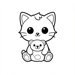 Minh họa sách tô màu đen trắng cho trẻ từ 3 đến 6 tuổi. Nhân vật chính: mèo con kawaii. Phong cách chibi dễ thương với đầu tròn rất lớn trong suốt, Ba bộ râu ngắn, thân hình nhỏ, chân ngắn, bàn chân nhỏ, đôi mắt to đơn giản, khuôn mặt tươi cười, hình tròn mềm mại và rõ ràng. 3 sợi tóc trên trán. Con mèo là nhân vật duy nhất. Chủ đề: ngày phiêu lưu của mèo con.
Cảnh thân thiện với trẻ mới biết đi đơn giản với trọng tâm hoạt động đơn rõ ràng. Không phức tạp, không lộn xộn nền, không có đối tượng thừa, các yếu tố tối thiểu.
Chỉ có đường viền dày sạch sẽ, góc tròn, không có góc nhọn, nghệ thuật đường nét có độ tương phản cao. Không màu, không thang độ xám, không đổ bóng, không bóng, không gradient.
Chỉ nền trắng. Không văn bản, không tiêu đề, không số, không ký hiệu, không hình mờ.
Bố cục rất đơn giản, diện tích trống lớn để tô màu, tạo hình dễ dàng cho trẻ mới biết đi.
--AR 2:3.

Tạo một nghệ thuật đường nét mèo con dễ thương đơn giản, Mèo con ngồi với bông bông yêu thích của nó, đường viền dày, không thay đổi tính cách, nền trắng.

nhất quán trong tính cách, không thay đổi.

Ký tự đơn ở giữa trên nền trắng trơn. 

Lời nhắc phủ định: Không có hình nền, chi tiết, không có biểu tượng bổ sung và không có đường viền. Chỉ nghệ thuật đường nét cô lập. Hình ảnh lớn bao phủ toàn bộ trang, trung tâm