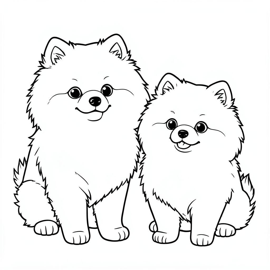 một người cha và con Pomeranian
