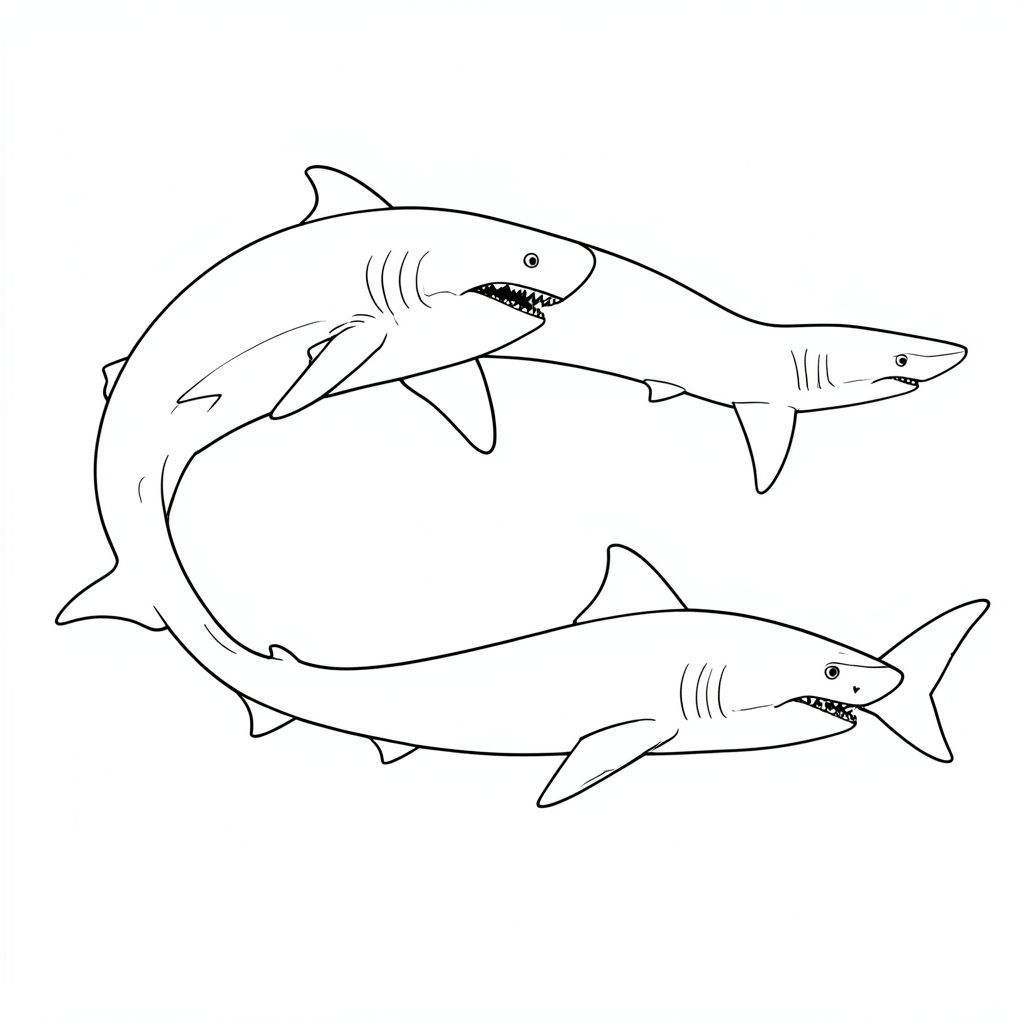 một con Megalodon và một con cá mập trắng lớn