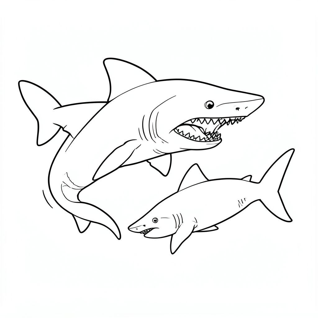 một con Megalodon đuổi theo một con cá mập trắng lớn