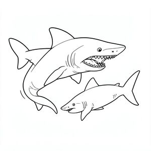 một con Megalodon đuổi theo một con cá mập trắng lớn