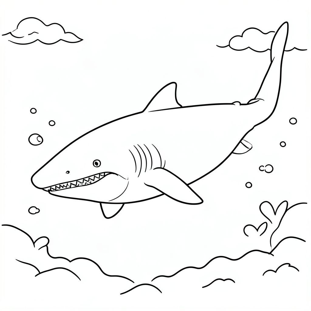 một con Megalodon bơi trong đại dương