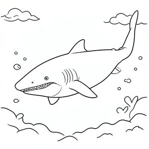 một con Megalodon bơi trong đại dương