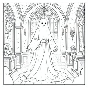 Kiệt tác điện ảnh: Bóng ma thanh tao trong phòng tiếp khách của một trang viên, ánh sáng thể tích 8k, ống kính 35mm, kết cấu vũ trụ lấp lánh, lơ lửng trong khoảng trống đầy sao, được thắp sáng đầy ám ảnh bởi pháo sáng siêu tân tinh xa xôi, sương mù giữa các vì sao cực kỳ chi tiết.