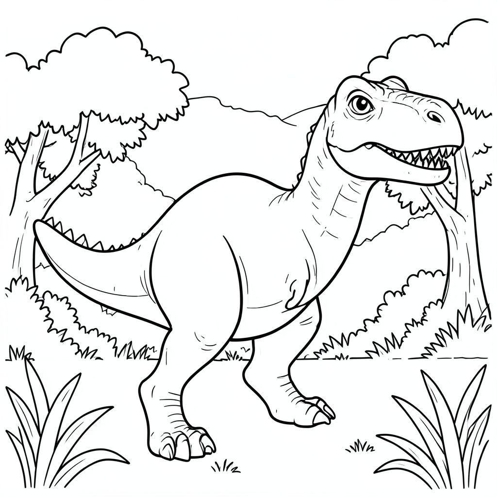 Khủng long với nền rừng rậm