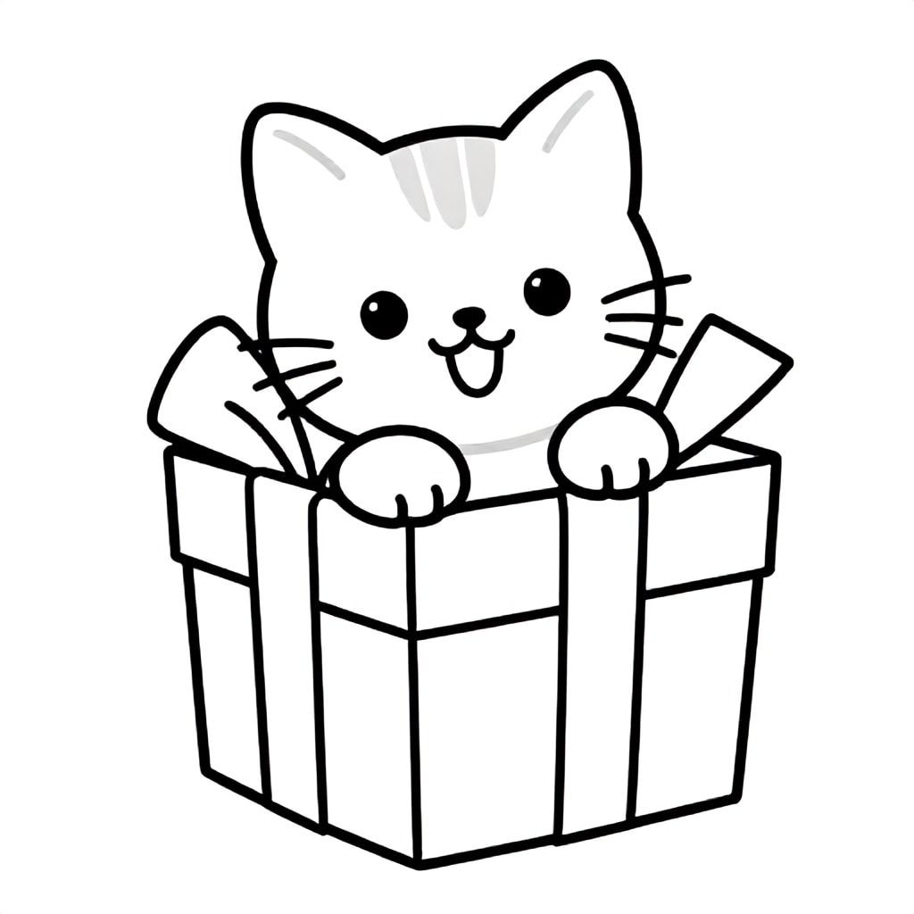 mèo con ra khỏi món quà Giáng sinh