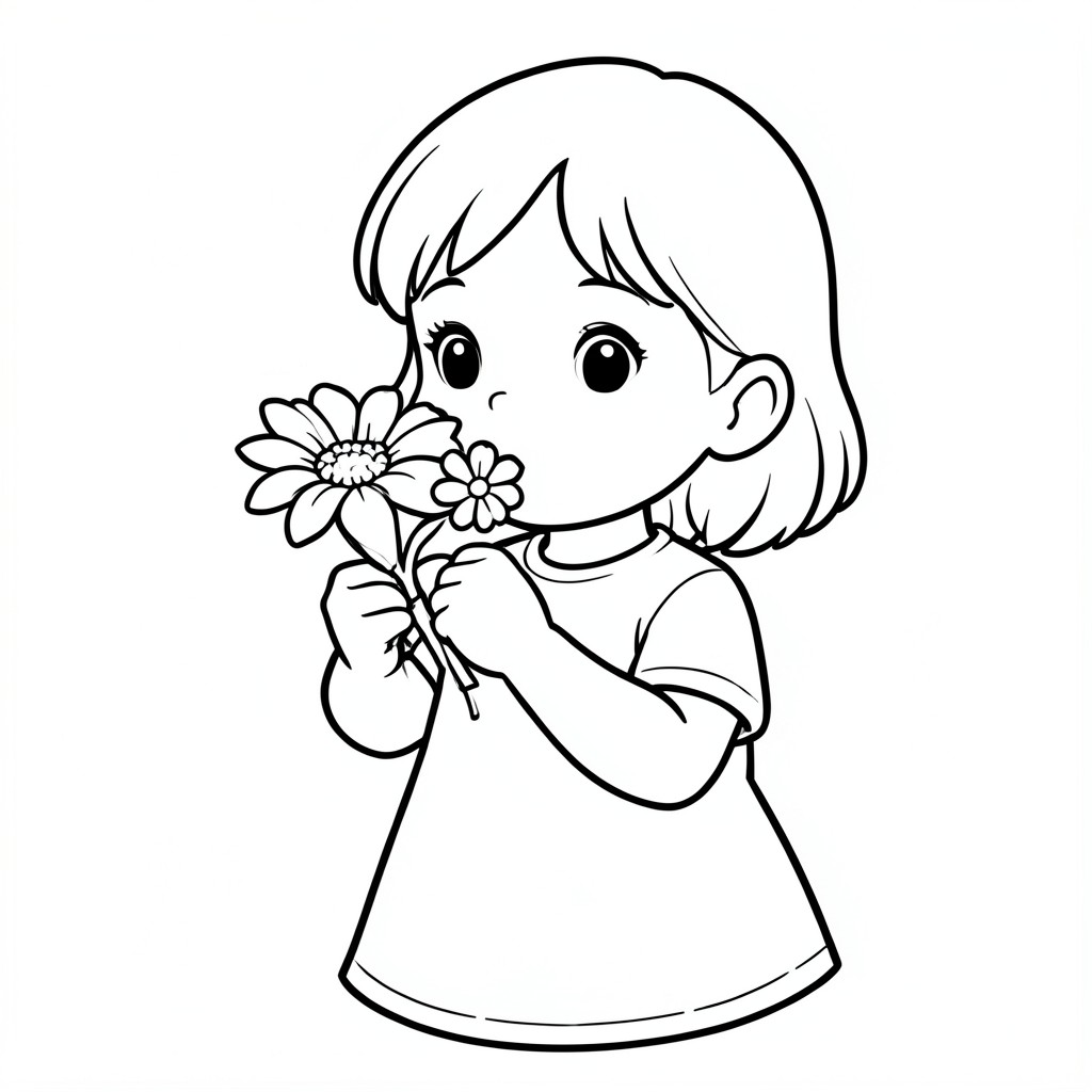 Cô gái ngửi hoa