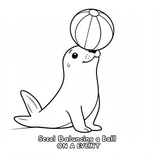 Seal Balancing a Ball ON A EVENT – A playful seal balancing a beach ball on its nose 
