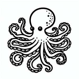 A black and white drawing of an octopus 4