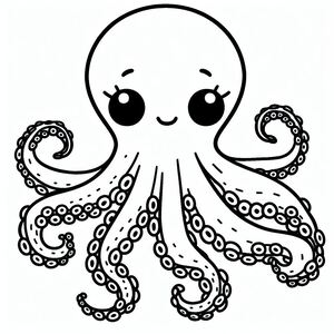A black and white octopus with big eyes