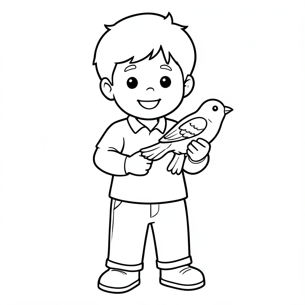 Người đàn ông ôm một con chim
