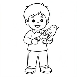 Người đàn ông ôm một con chim