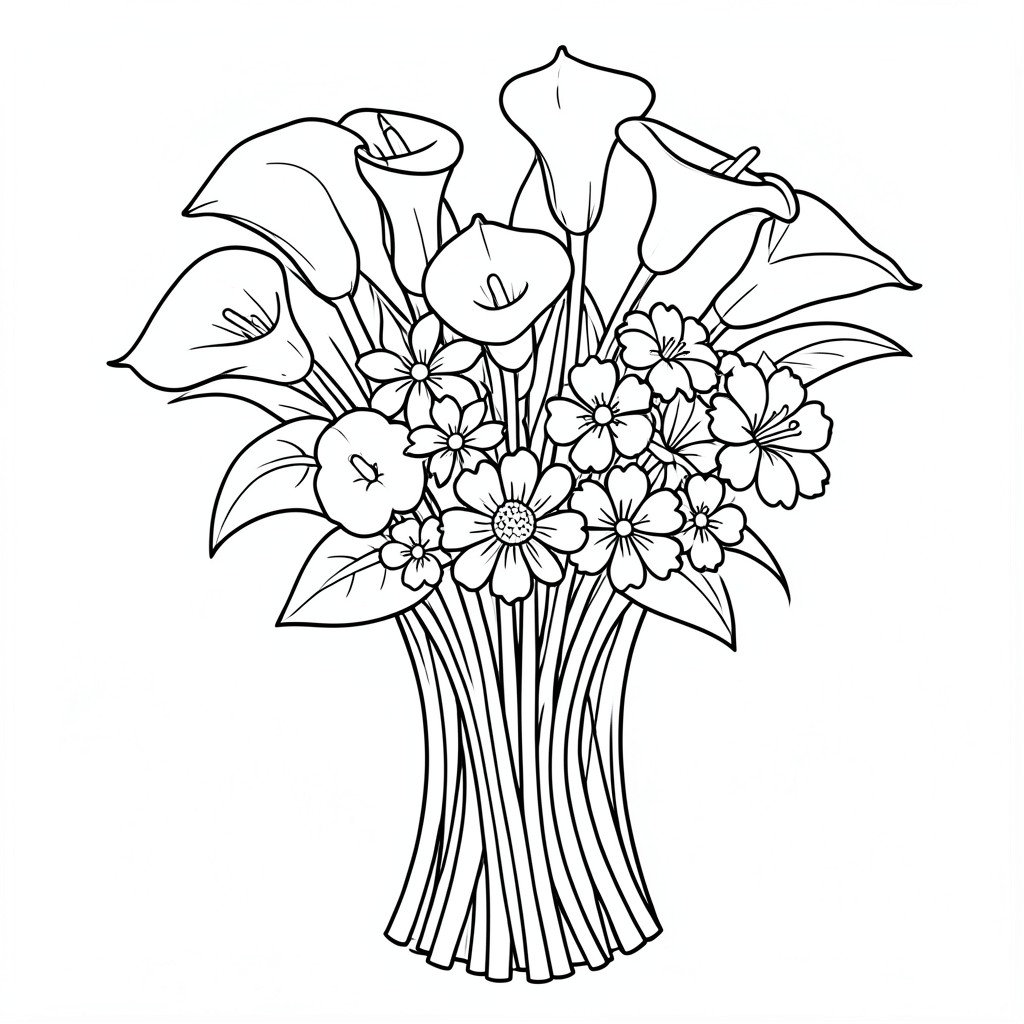 calla lillys and other flower bouquett 