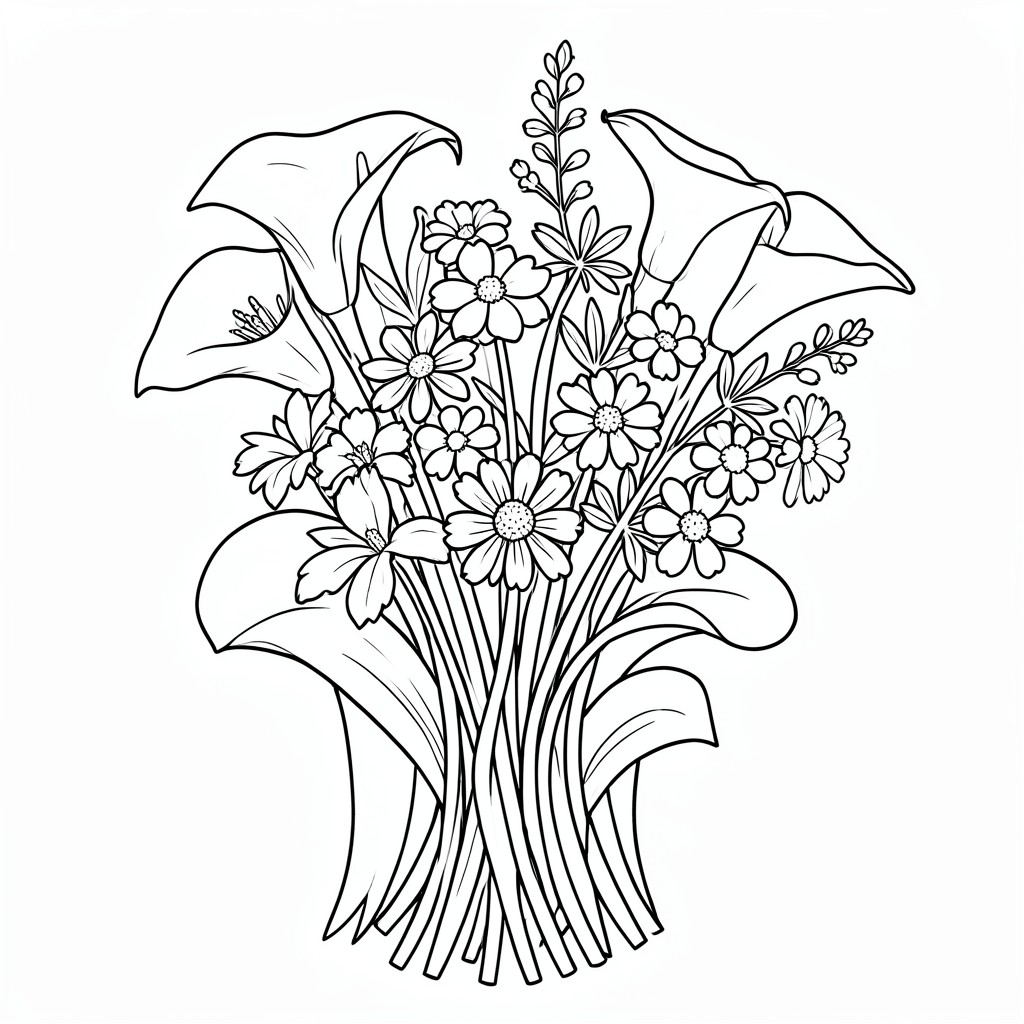 calla lillys and other wild
flower bouquett 