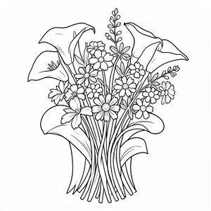 calla lillys and other wild
flower bouquett 