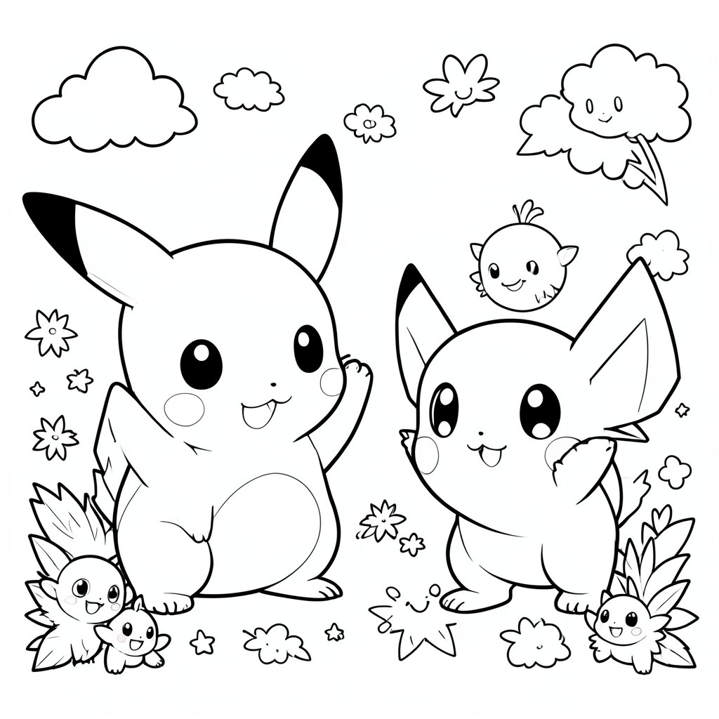 Pikachu và Charmander với bối cảnh vui nhộn