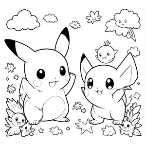 Pikachu và Charmander với bối cảnh vui nhộn