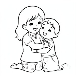 Mother hugging her child is easy to draw