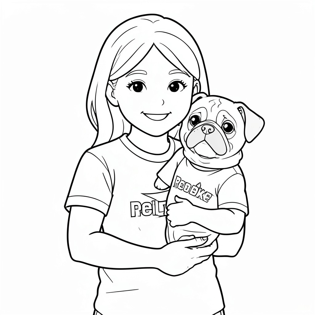 Woman holding pug with Reebok shirt
