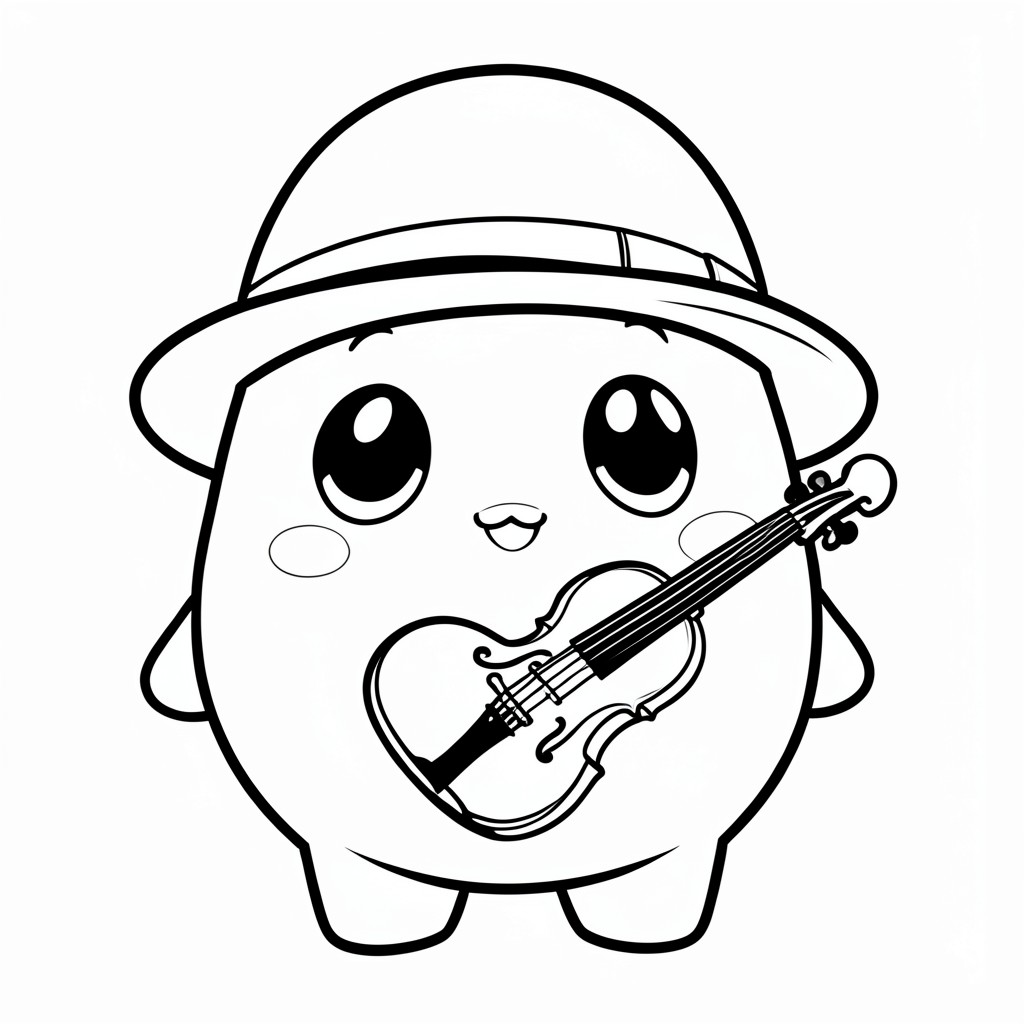 Tamagotchi Mũ đen Tím Melodytchi Tama Heart Holding Violin
