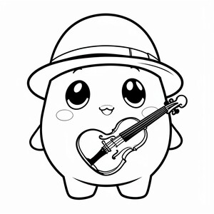 Tamagotchi Mũ đen Tím Melodytchi Tama Heart Holding Violin