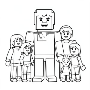 Minecraft steave với các thành viên trong gia đình