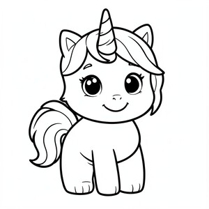 Em bé kỳ lân đáng yêu dễ thương theo phong cách kawaii với thái độ 