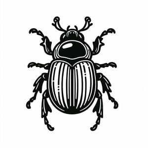 A black and white beetle on a white background
