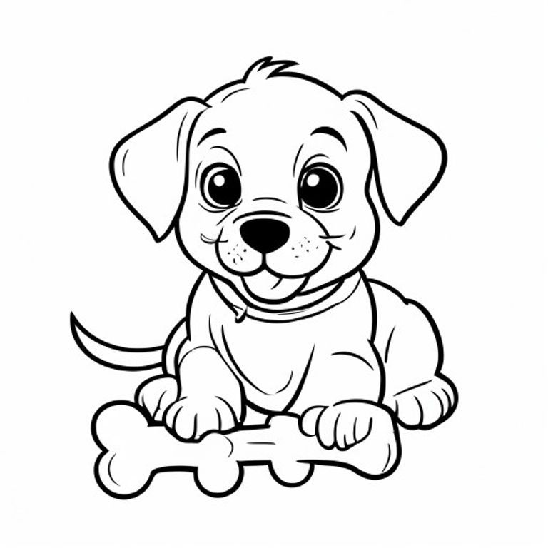 Cute puppy with a dog bone