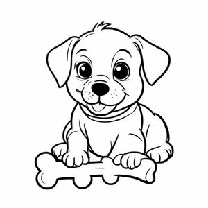 A cute puppy with a dog bone