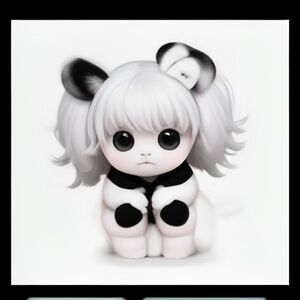 A cute chibi baby animal, big sparkling eyes, oversized head, tiny body, adorable smile, simple children's coloring book page, thick clean black outlines, bold line art, minimal details, large open spaces for easy coloring, centered composition, black and white only, no shading, no grayscale, no color, no background except a few simple elements like hearts, stars, clouds or flowers, printable coloring page, high resolution, 8.5 x 11 inches.