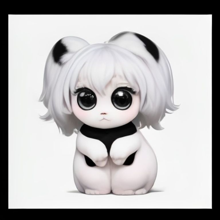 A cute chibi baby animal with big sparkling eyes and oversized head and tiny body, with adorable smile, simple children's colouring book page, border lines only
