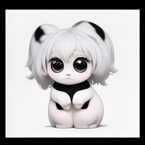 A cute chibi baby animal with big sparkling eyes and oversized head and tiny body, with adorable smile, simple children's colouring book page, border lines only