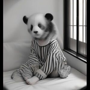 A cozy bedroom scene with a sleepy panda wearing striped pajamas, sitting on a windowsill with a big steaming mug of coffee, wrapped in a fluffy blanket, sunlight streaming through the window, small potted plant nearby, title banner space at top reading "Lazy Sunday Mornings," soft cozy elements like a cat curled up sleeping nearby, coloring book cover style, bold clean linework, cute chibi proportions