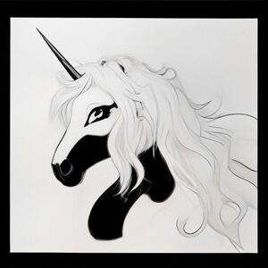 A profile view of a friendly unicorn, holding a sign with "ColoringMe" written in white bubble letters, in profile, in a underwater coral reef kingdom, surrealist style