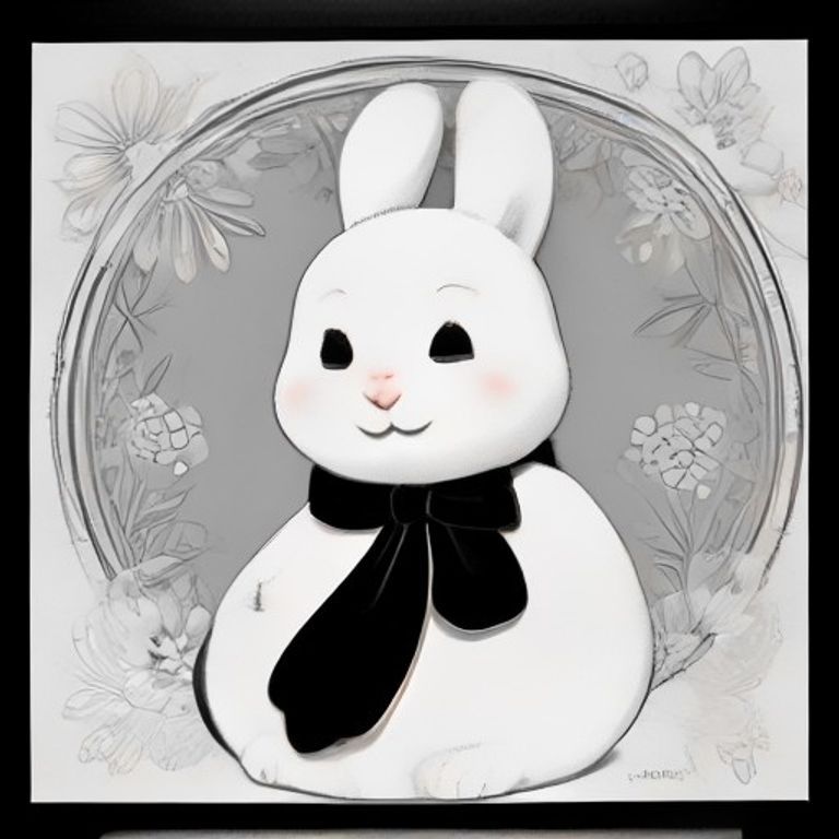 A cute chubby bunny sitting in a cheerful flower garden, holding a small flower in its paws, surrounded by daisies, tulips, butterflies, little mushrooms, and soft grass. The bunny has big sparkling eyes, round cheeks, long floppy ears, and a happy smile. Add a few fluffy clouds and a simple sun in the background. A4 portrait, black-and-white coloring page, bold clean outlines, thick line art, simple shapes, no shading, suitable for ages 5–10.