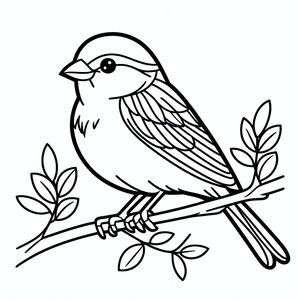 A bird sitting on a branch with leaves