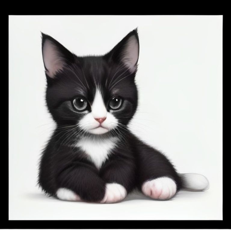 A simple early kids line-art scene of an adorable adorable kitten with a simple environment background, drawn with pure black outlines, clean lines, no shading, no gray tones, no color, white background, 300 DPI, letter-size portrait.