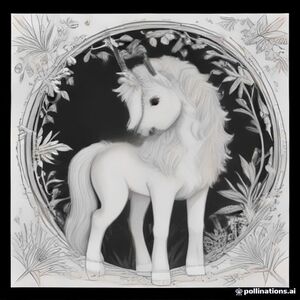 Cute baby unicorn standing happily in a magical forest flower meadow, surrounded by simple flowers and butterflies. Children's coloring book for ages 4–7, bold clean black outlines, large simple shapes, easy-to-color areas, pure white background, black line art only, no shading, gray, color, gradients or tiny details.
