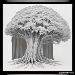 A large, sprawling oak tree with deep, detailed bark textures, a hollow for a small owl, and detailed acorns scattered at the roots.