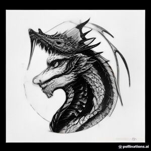 A profile view of a friendly dragon, holding a sign with "Aa" written in white bubble letters, in profile, in a underwater coral reef kingdom, surrealist style