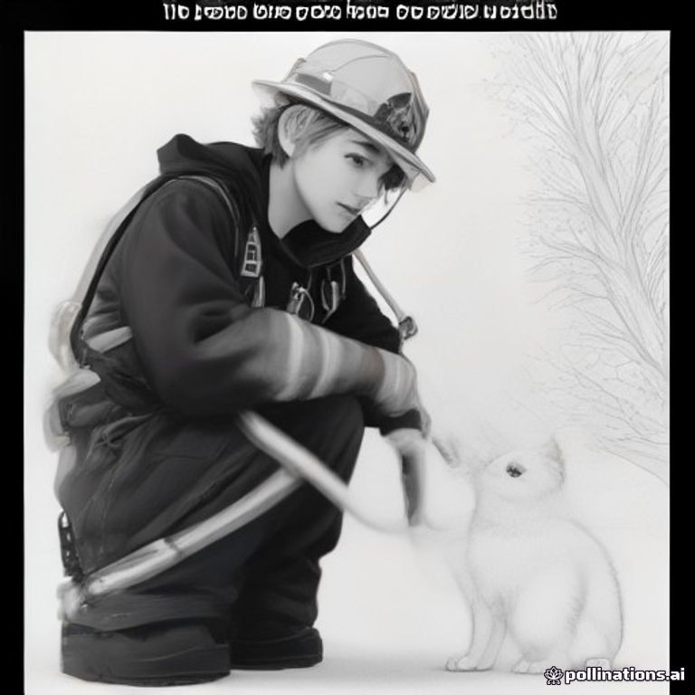 2nd page: Friendly firefighter rescuing a cute kitten from a low tree beside a fire station. Simple cartoon coloring page for children ages 3–6, very thick clean black outlines, large easy-to-color spaces, simple shapes, minimal details, black and white line art, white background, no shading, no gray, no text, no logos